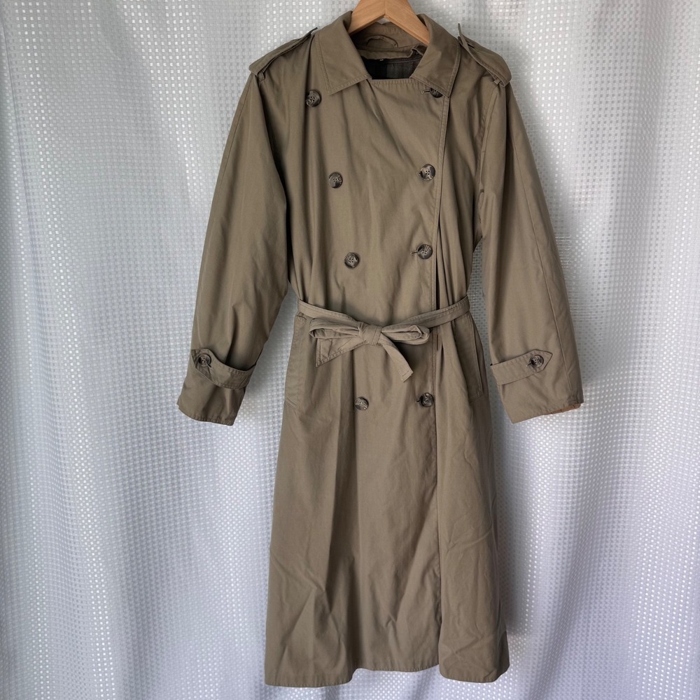 Vintage C&A Trench Mac Double Breasted Belted Coat Size 38